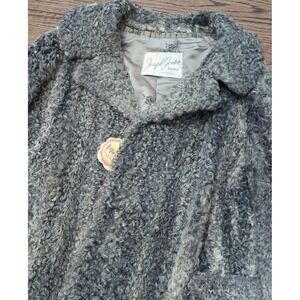 Vtg Joseph Gordon 50's Gray Curly Persian Lamb Wool Coat Open Front Size L/XL